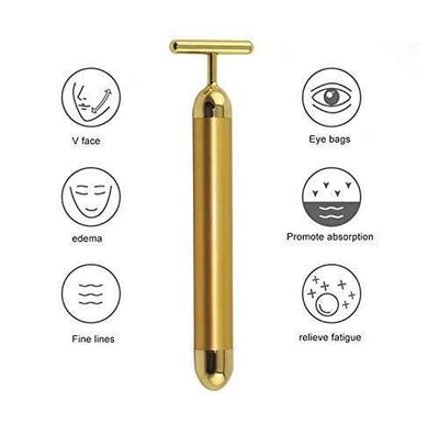 24K Gold Energy Beauty Bar Electric Facial Massage Roller